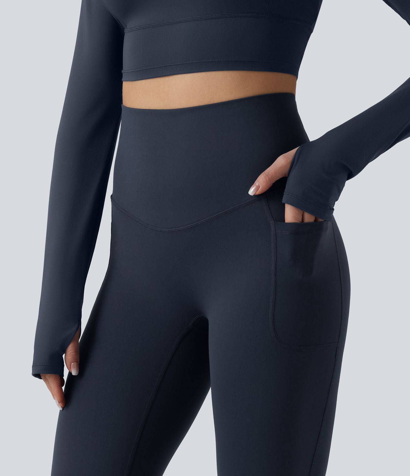 Halara Ultrasculpt™ High Waisted Tummy Control Crossover Back Bootcut Workout Leggings with Pockets