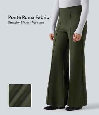 Halara Flex™ Wear-Resistant High Waisted Ponte Roma Work Baggy Flare Pants
