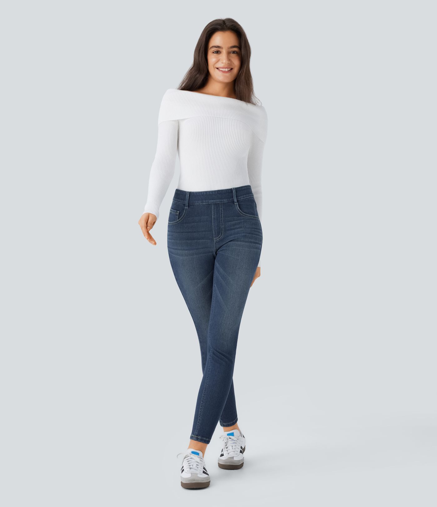Halara Flex™ Mid Rise Pull On Pockets Casual Skinny Jeans