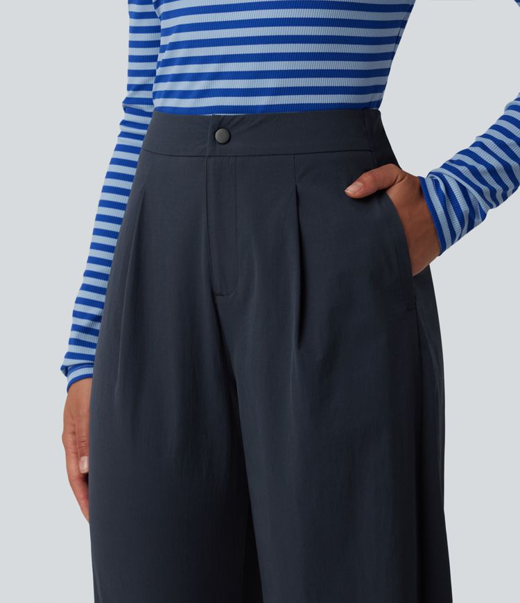 High Waisted Wide Leg Casual Pants with Pockets