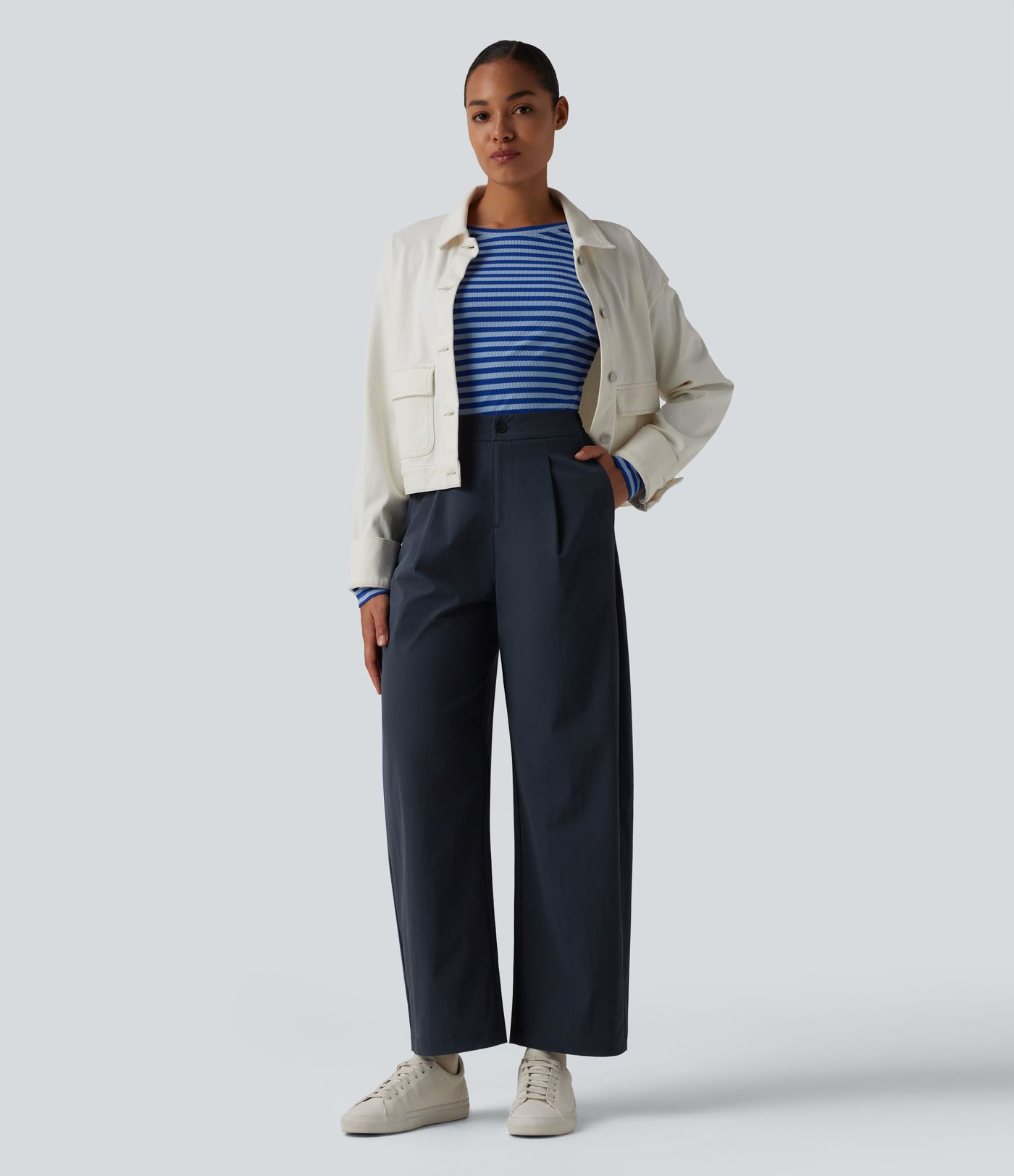 High Waisted Wide Leg Casual Pants with Pockets