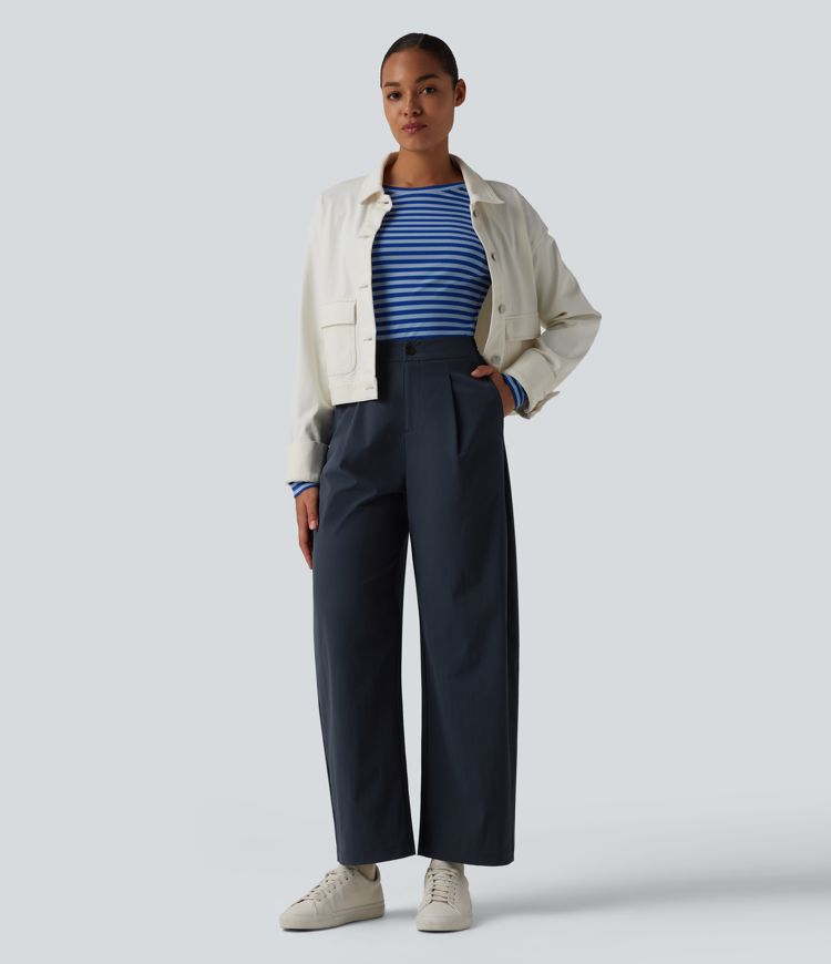 High Waisted Wide Leg Casual Pants with Pockets
