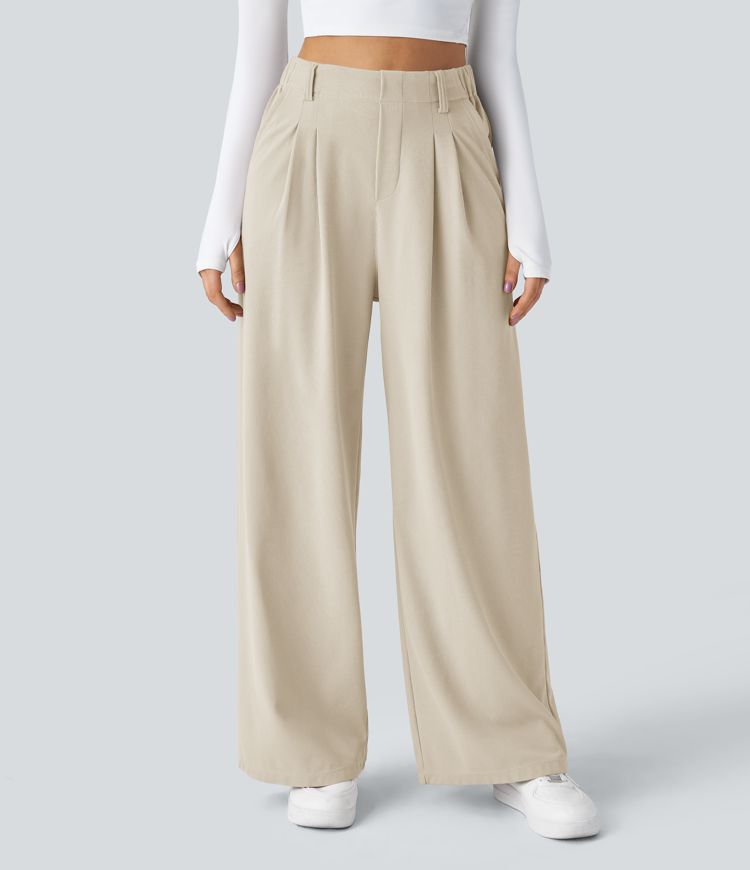 Halara Flex™ High Waisted Pocket Wide Leg Waffle Women Suit Work Pants
