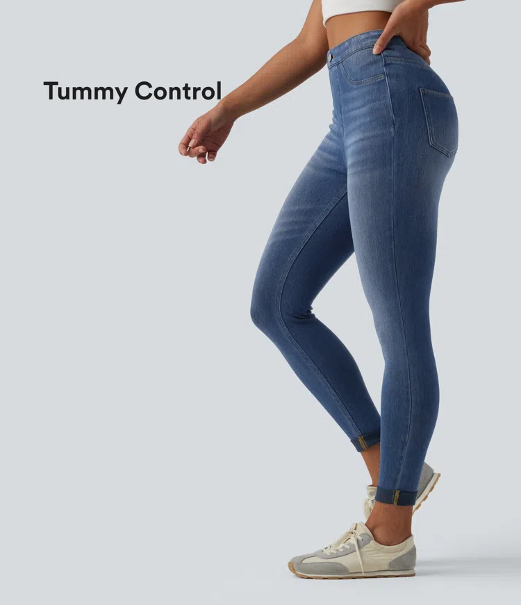 Halara Flex™ High Waisted Tummy Control Denim Casual Leggings with Pockets