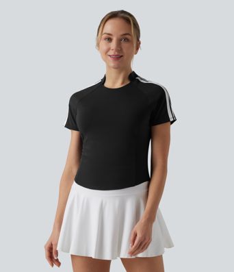 SoftlyZero™ QuickDry Short Sleeve Color Block Tennis Sports Top