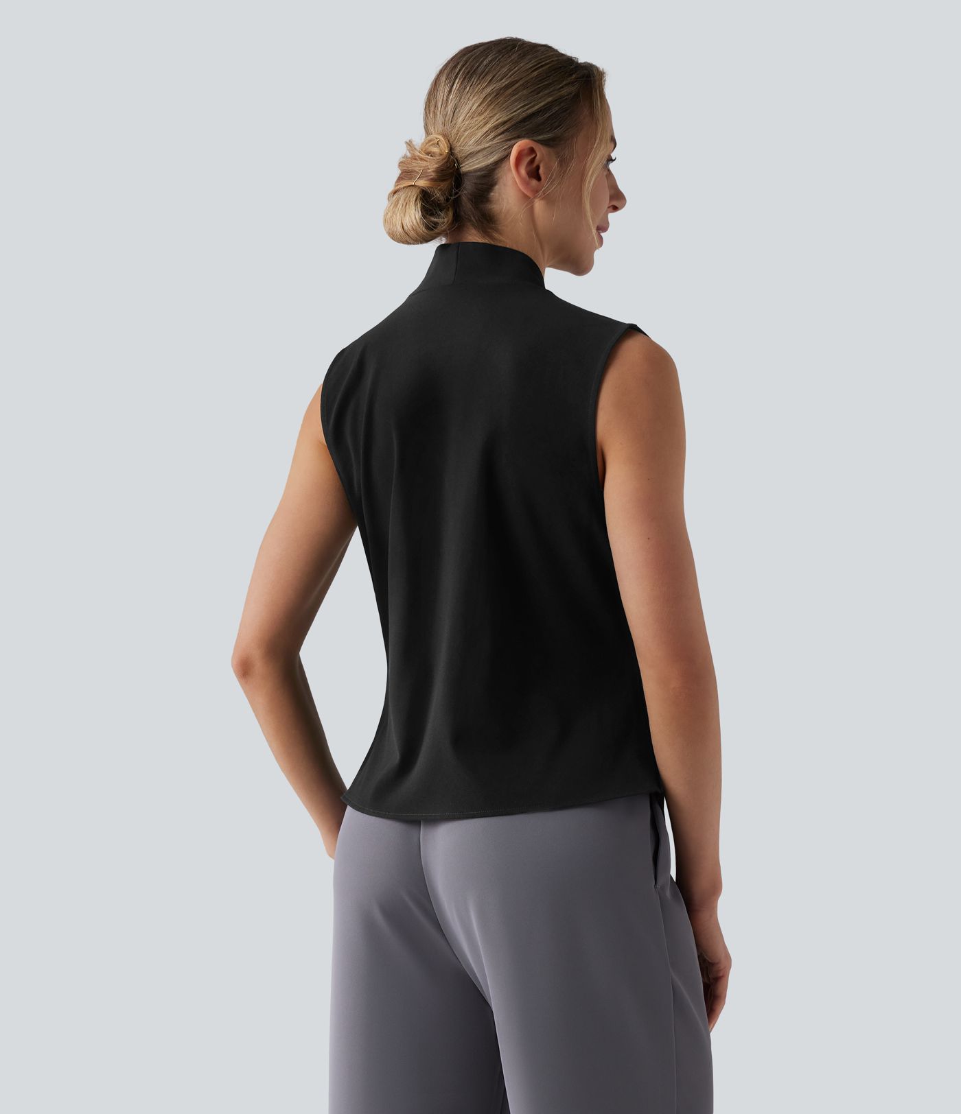 Wrinkle-resistant V Neck Sleeveless Work Chiffon Shirt