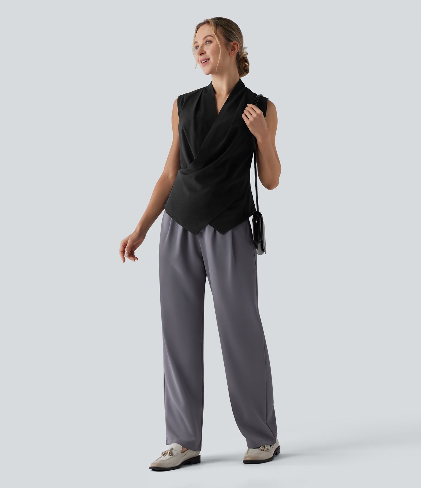 Wrinkle-resistant V Neck Sleeveless Work Chiffon Shirt