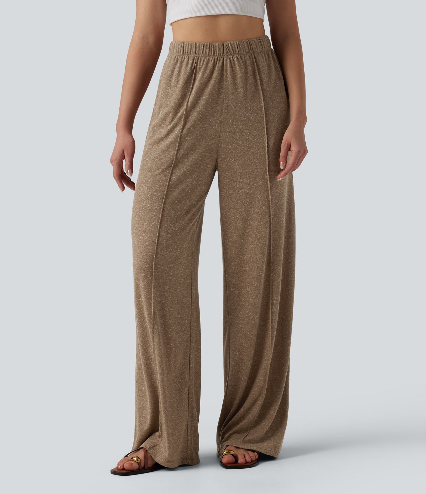 High Waisted Inner Drawstring Wide Leg Casual Linen-Blend Pants with Pockets High Waisted Inner Drawstring Wide Leg Casual Linen-Blend Pants with Pockets