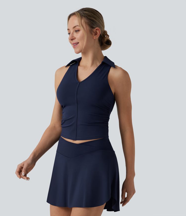 Softlyzero™ Airy Racerback Ruched Cool Touch Tennis Sports Top-UPF50+