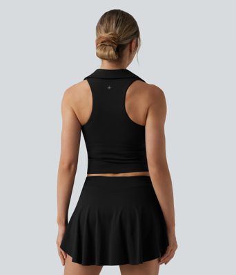 Softlyzero™ Airy Racerback Ruched Cool Touch Tennis Sports Top-UPF50+