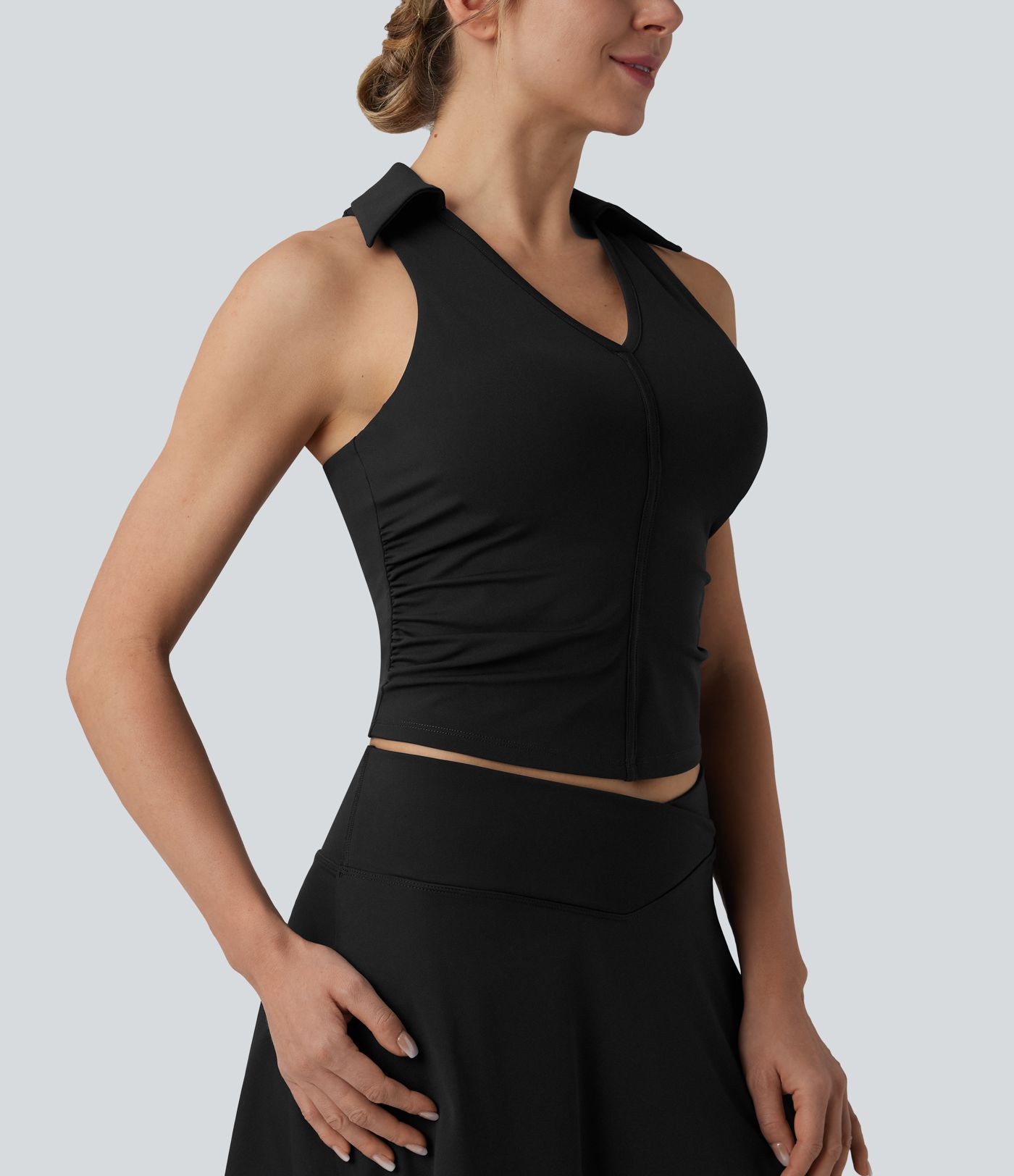 Softlyzero™ Airy Racerback Ruched Cool Touch Tennis Sports Top-UPF50+