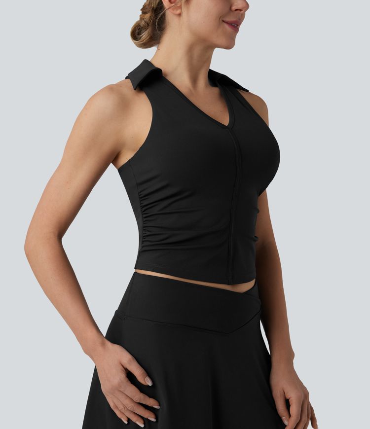 Softlyzero™ Airy Racerback Ruched Cool Touch Tennis Sports Top-UPF50+