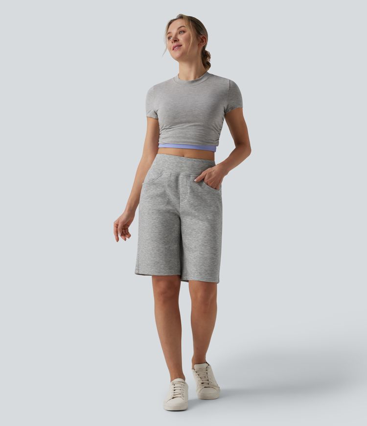 High Waisted Casual Shorts with Pockets