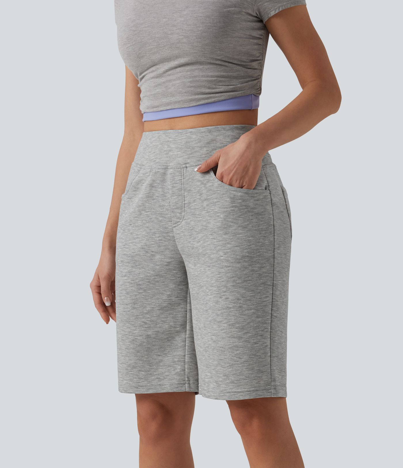 High Waisted Casual Shorts with Pockets