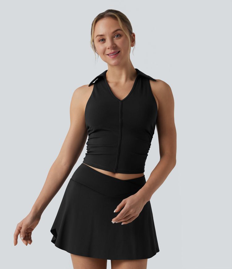 Softlyzero™ Airy Racerback Ruched Cool Touch Tennis Sports Top-UPF50+