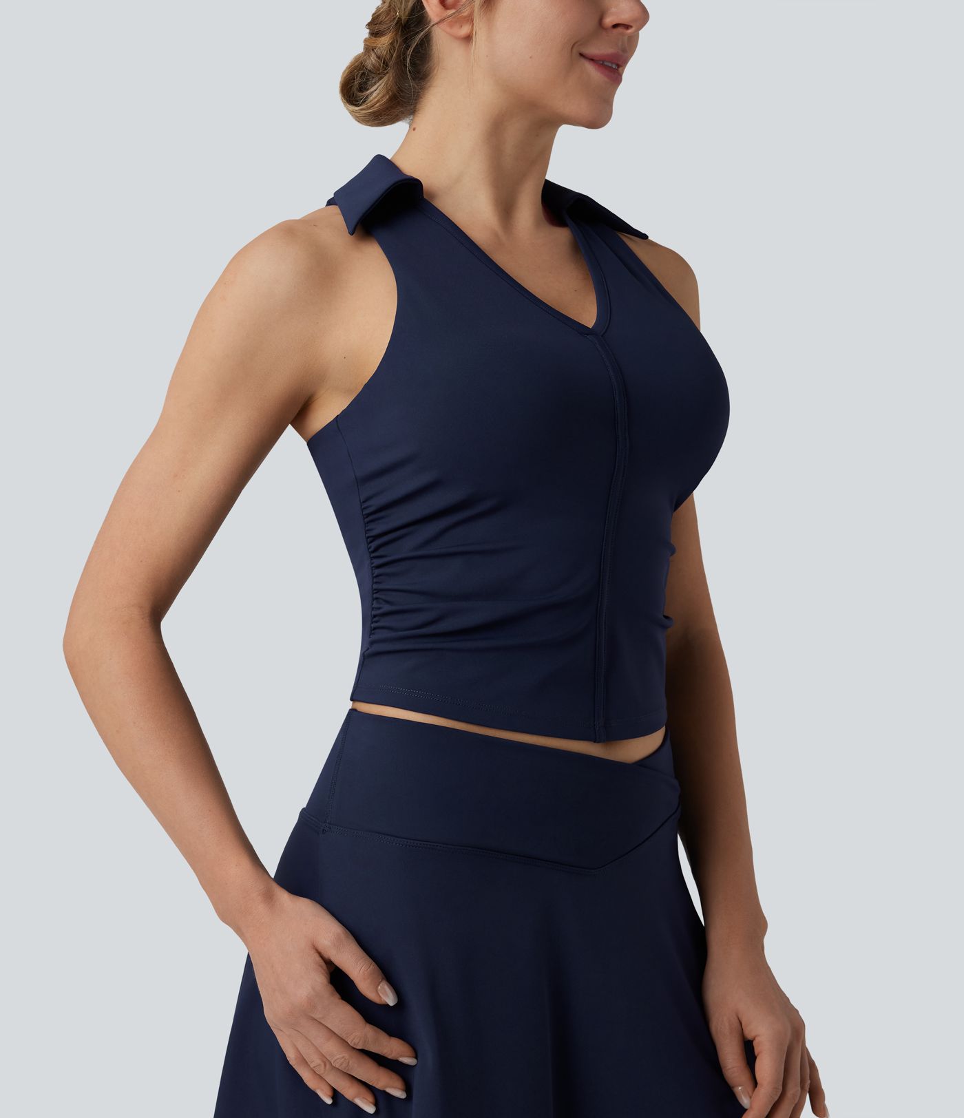 Softlyzero™ Airy Racerback Ruched Cool Touch Tennis Sports Top-UPF50+