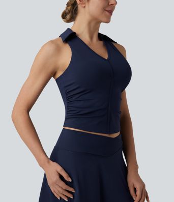 Softlyzero™ Airy Racerback Ruched Cool Touch Tennis Sports Top-UPF50+