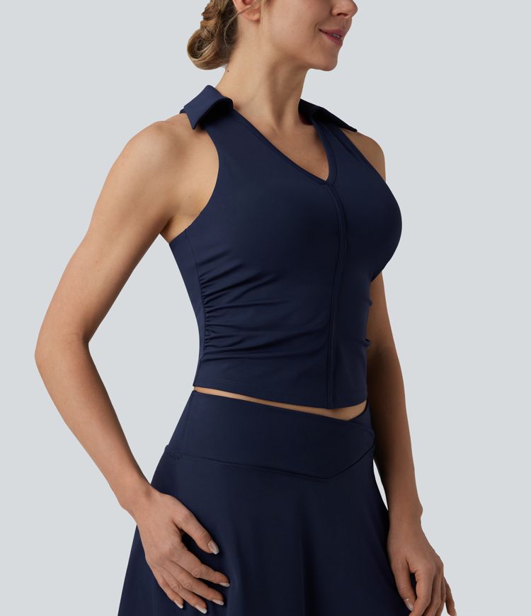 Softlyzero™ Airy Racerback Ruched Cool Touch Tennis Sports Top-UPF50+
