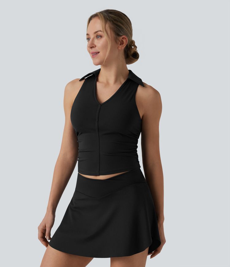 Softlyzero™ Airy Racerback Ruched Cool Touch Tennis Sports Top-UPF50+