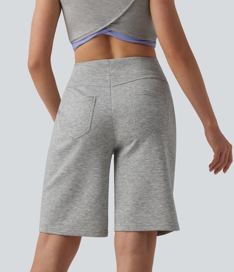 High Waisted Casual Shorts with Pockets