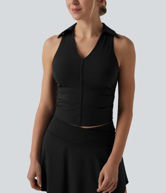 Softlyzero™ Airy Racerback Ruched Cool Touch Tennis Sports Top-UPF50+