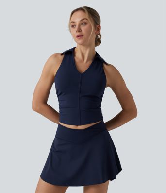 Softlyzero™ Airy Racerback Ruched Cool Touch Tennis Sports Top-UPF50+