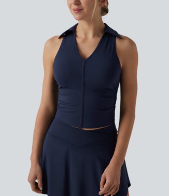 Softlyzero™ Airy Racerback Ruched Cool Touch Tennis Sports Top-UPF50+