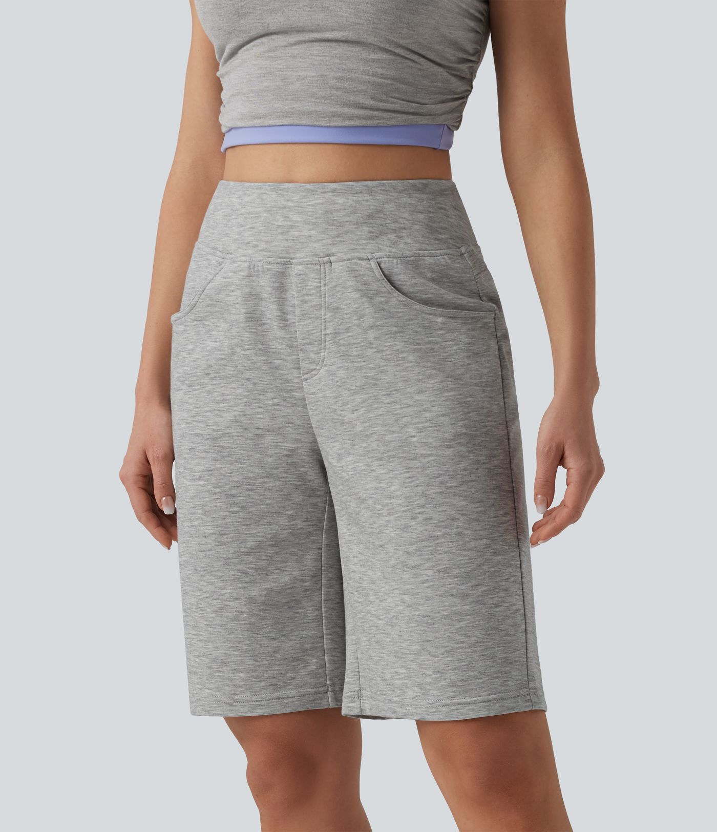 High Waisted Casual Shorts with Pockets