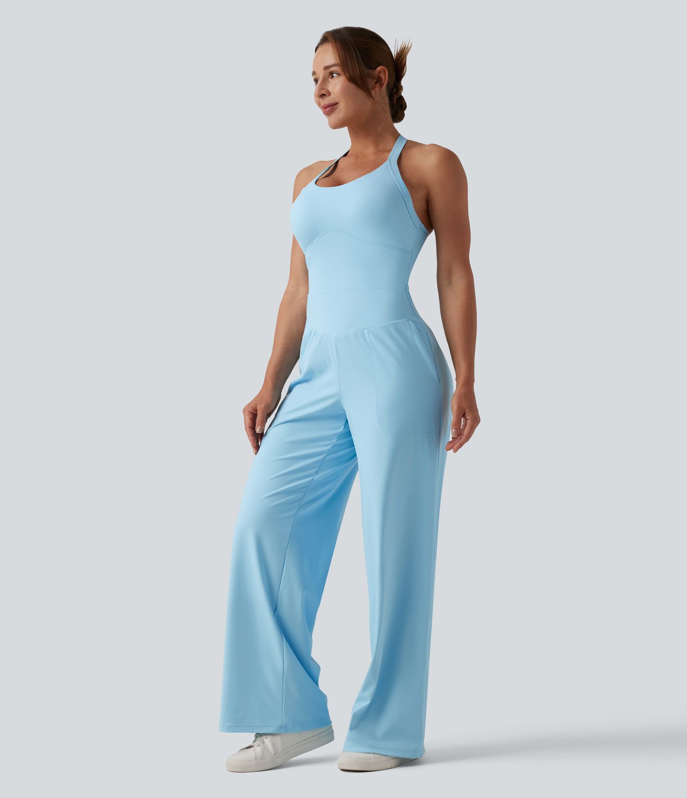SoftlyZero™ Airy Halter Cool Touch Casual Jumpsuit with Pockets-Easy Peezy Edition