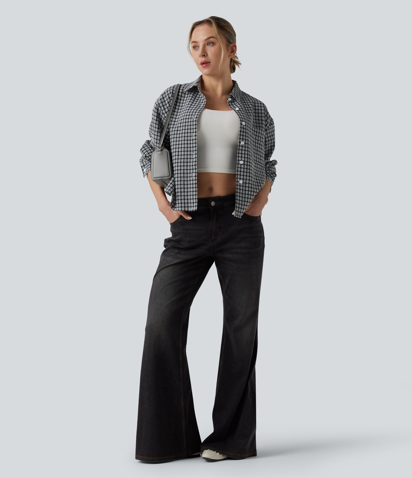 Vichy-Karo Langarm-Freizeithemd