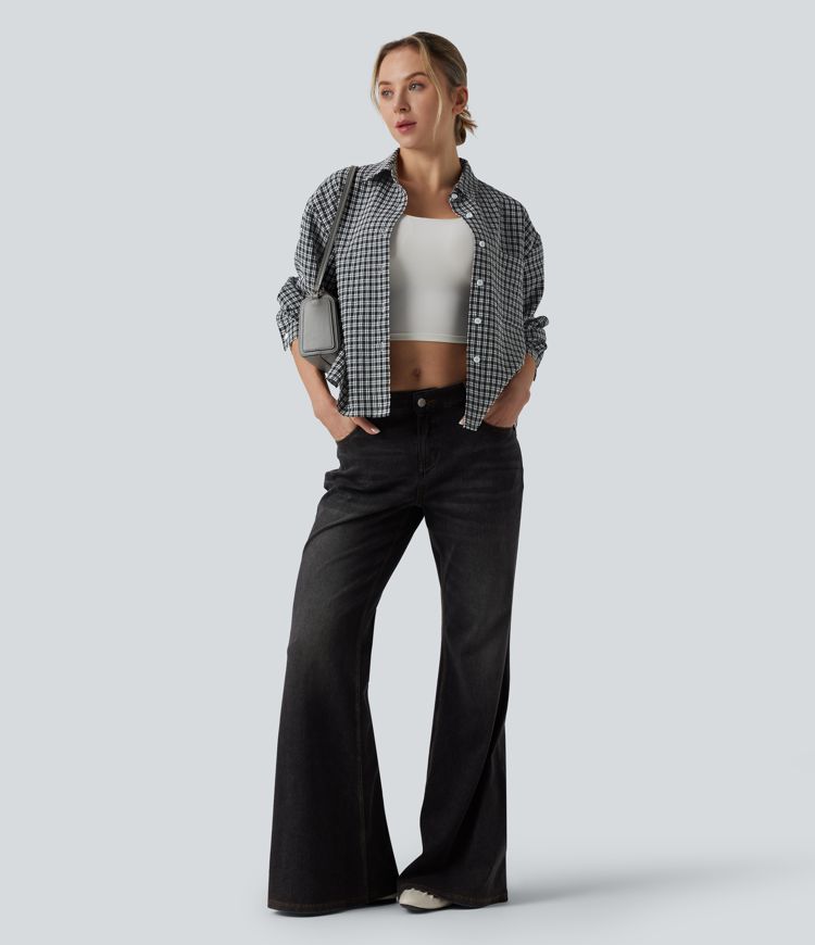 Vichy-Karo Langarm-Freizeithemd