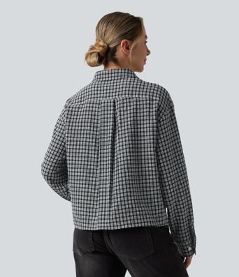 Vichy-Karo Langarm-Freizeithemd