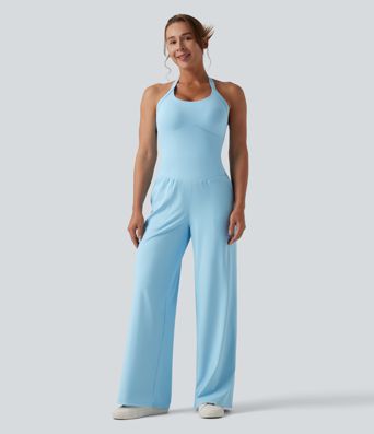 SoftlyZero™ Airy Halter Cool Touch Casual Jumpsuit with Pockets-Easy Peezy Edition