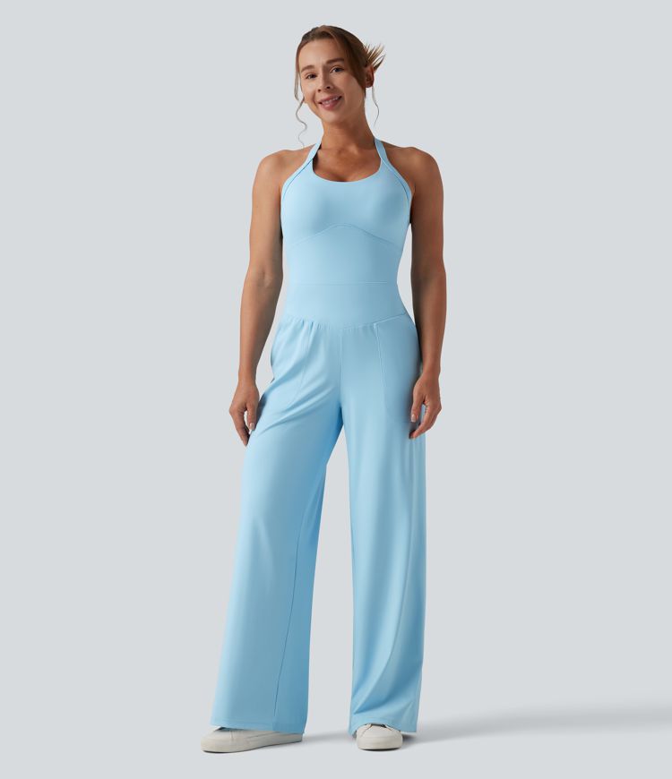 SoftlyZero™ Airy Halter Cool Touch Casual Jumpsuit with Pockets-Easy Peezy Edition