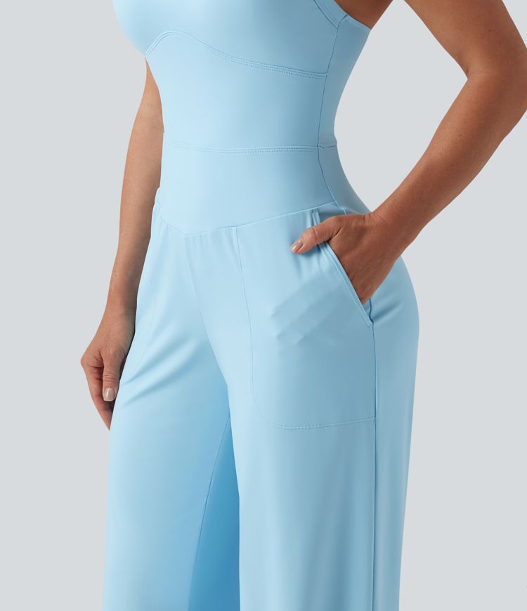 SoftlyZero™ Airy Halter Cool Touch Casual Jumpsuit with Pockets-Easy Peezy Edition