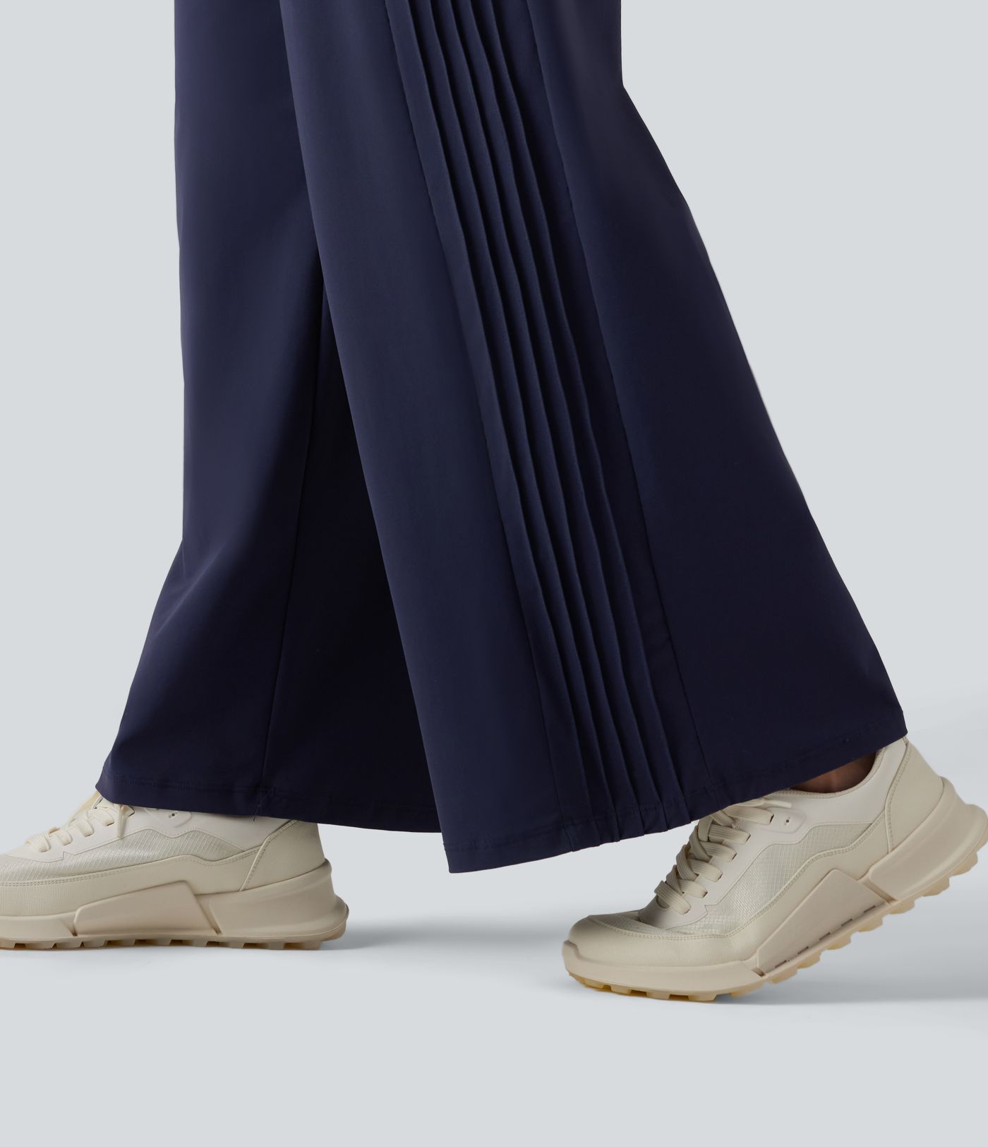 High Waisted Drawstring Wide Leg Quick Dry Running Pants with Pockets