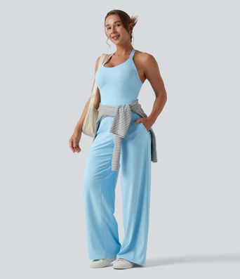 SoftlyZero™ Airy Halter Cool Touch Casual Jumpsuit with Pockets-Easy Peezy Edition