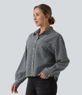 Vichy-Karo Langarm-Freizeithemd