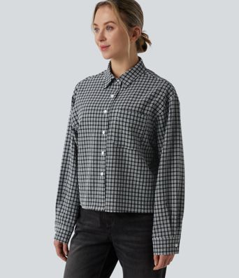 Vichy-Karo Langarm-Freizeithemd