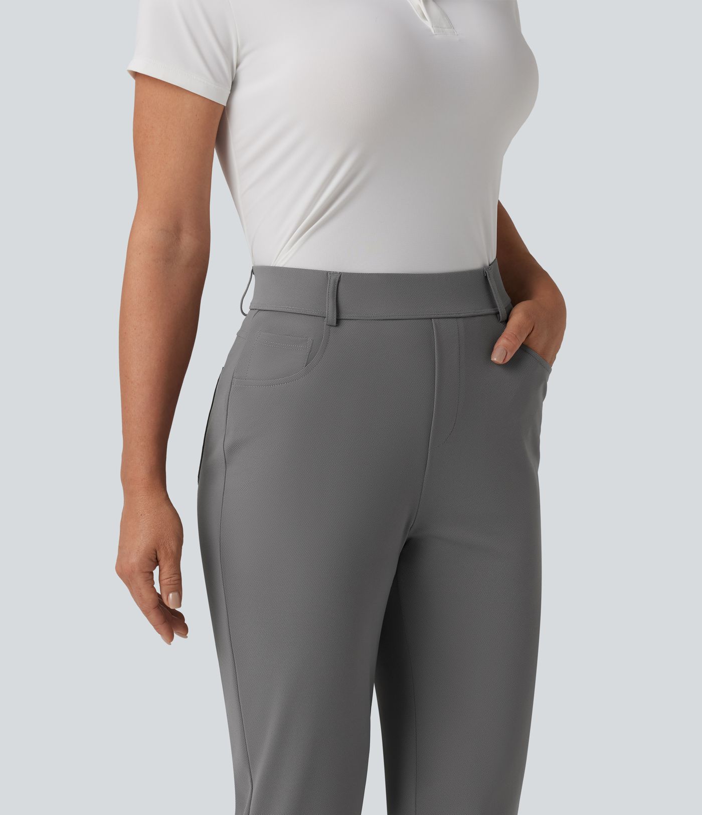 Mid Rise Straight Leg Quick Dry Golf Trousers with Pockets-Golf Tee-UPF40+