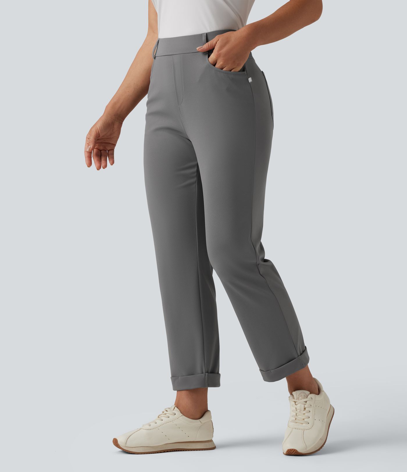 Mid Rise Straight Leg Quick Dry Golf Trousers with Pockets-Golf Tee-UPF40+