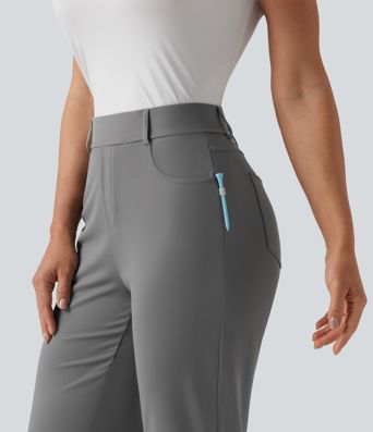 Mid Rise Straight Leg Quick Dry Golf Trousers with Pockets-Golf Tee-UPF40+