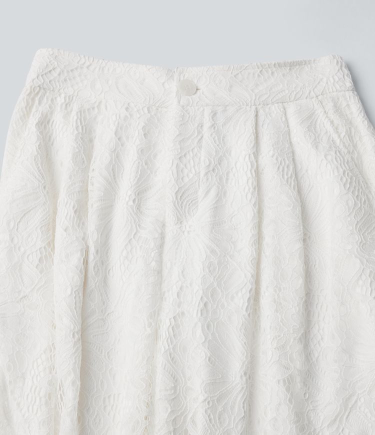 High Waisted Wide Leg Contrast Lace Casual Pants with Pockets