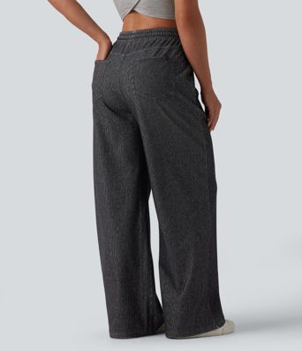 Halara Flex™ Low Rise Drawstring Wide Leg Sparkle Casual Sweatpants Jeans with Pockets