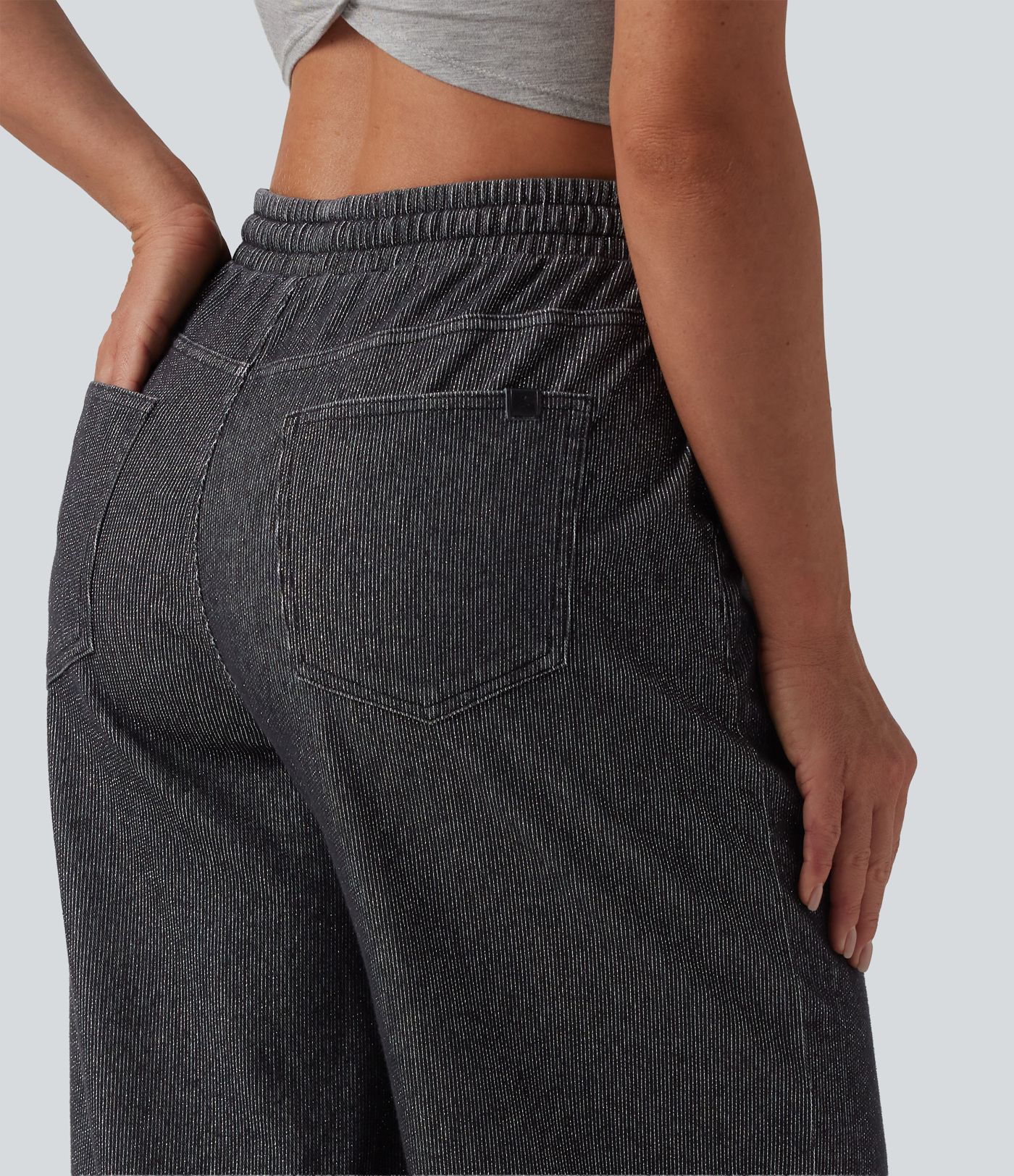 Halara Flex™ Low Rise Drawstring Wide Leg Sparkle Casual Sweatpants Jeans with Pockets