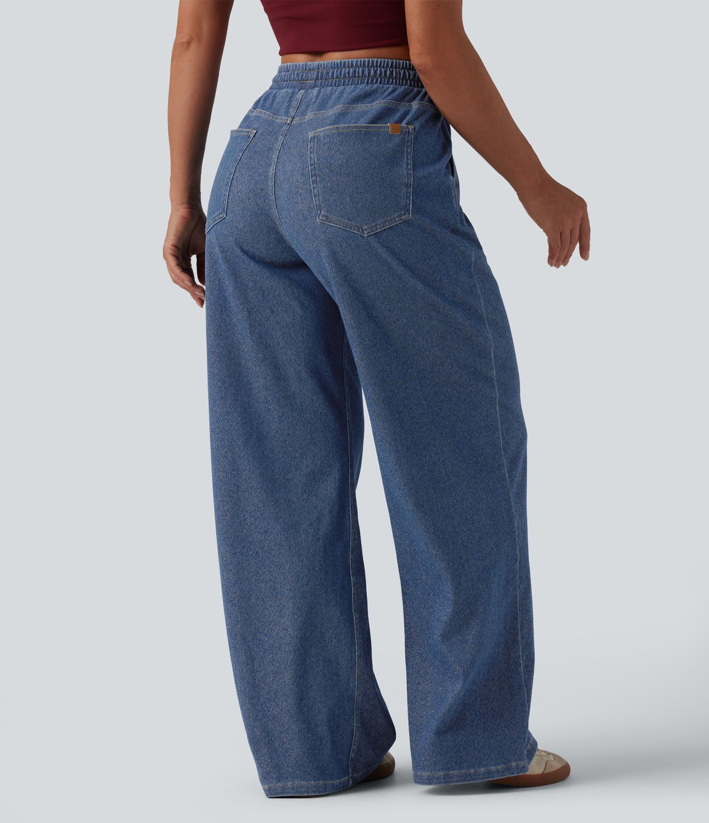 Halara Flex™ Low Rise Drawstring Wide Leg Sparkle Casual Sweatpants Jeans with Pockets