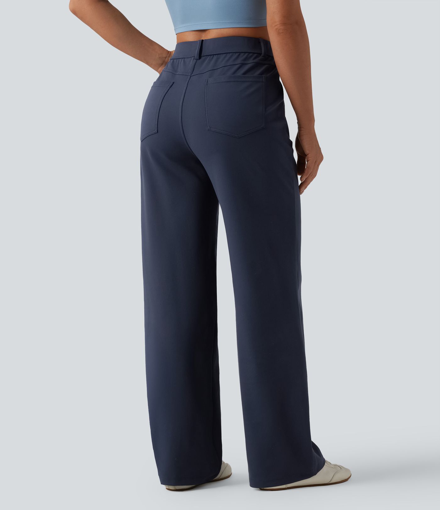 DayStretch Mid Rise Straight Leg Casual Pants with Pockets
