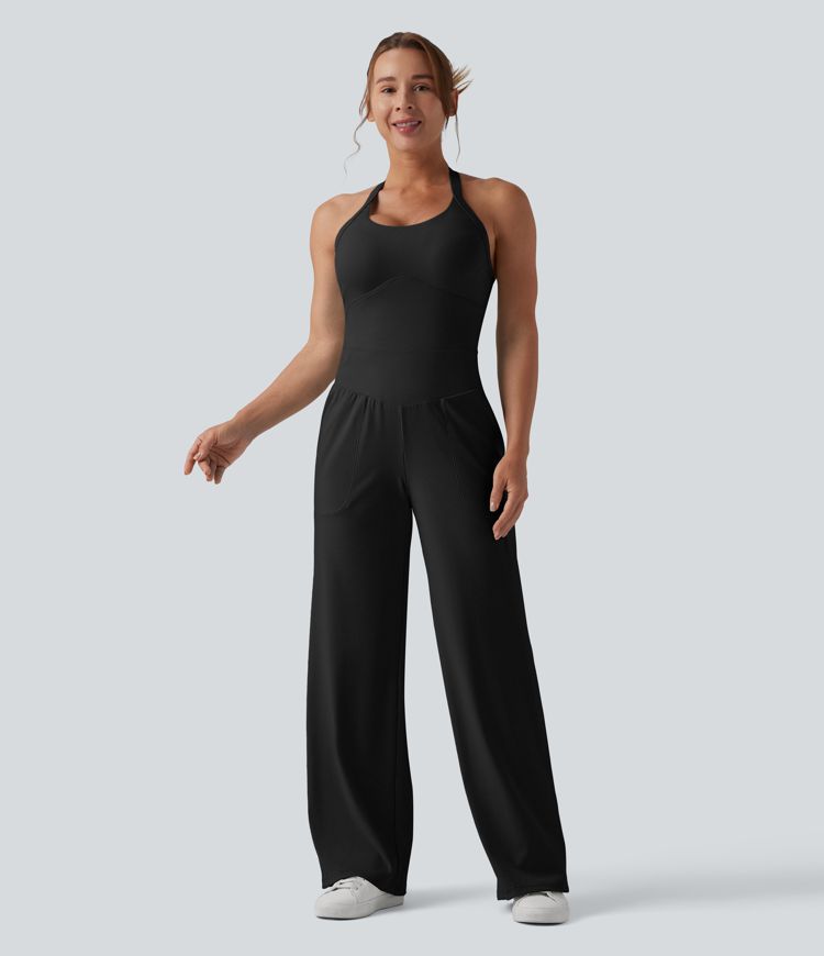 SoftlyZero™ Combinaison décontractée halter, aérienne et au toucher frais, avec poches — Édition Easy Peezy