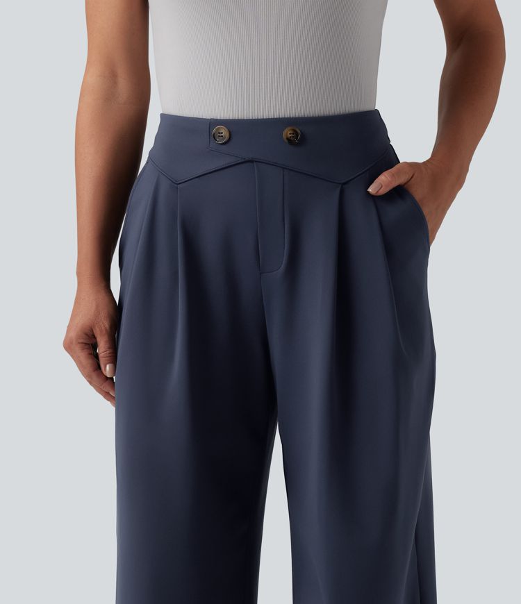 Halara Flex™ DayStretch High Waisted Straight Leg Work Trousers with Pockets