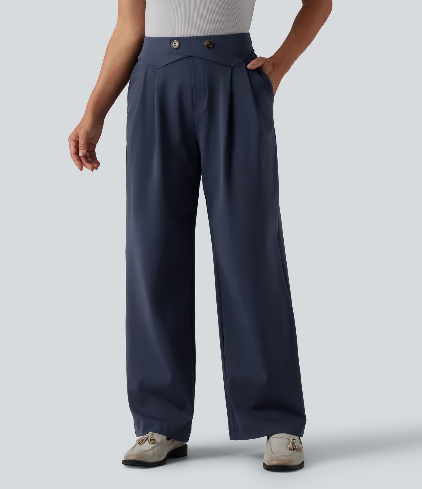 Halara Flex™ DayStretch High Waisted Straight Leg Work Trousers with Pockets